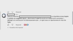 La mamma delle bambine: “Erano legate sui seggiolini corretti”